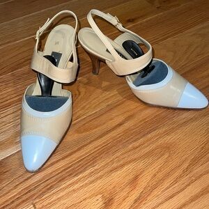 Bally nude and white kitten heels size 6 US